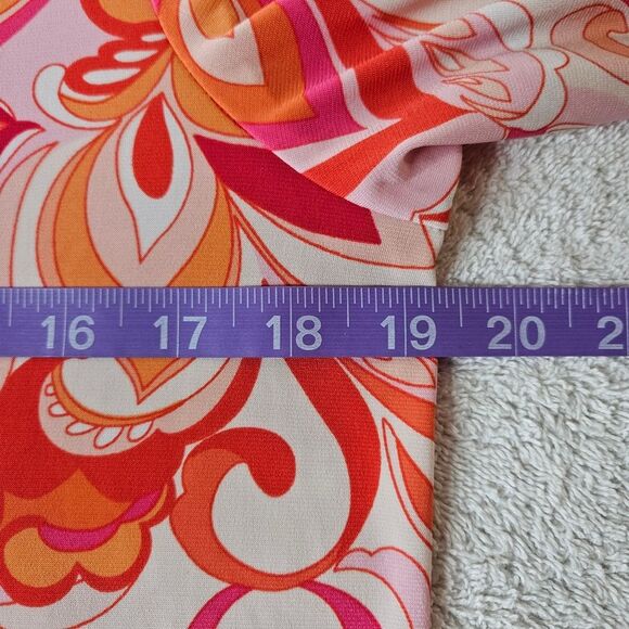 Sam and Jess 70's Vibes Orange & Pink Flower Power Paisley Bell Sleeve Blouse - Picture 10 of 12